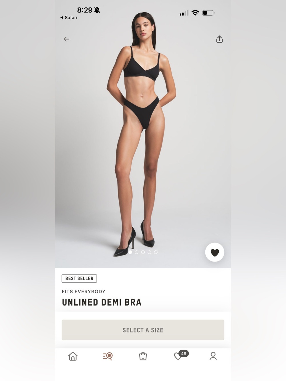 SKIMS FITS EVERYBODY UNLINED DEMI BRA | ONYX × 1, 36 / DD, NWT